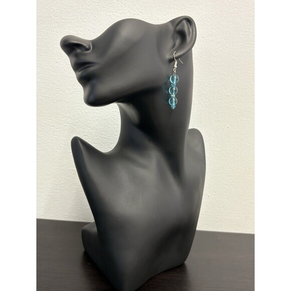 Blue Glass Bead Earrings Dangle Drop Hook Chic - Picture 6 of 12